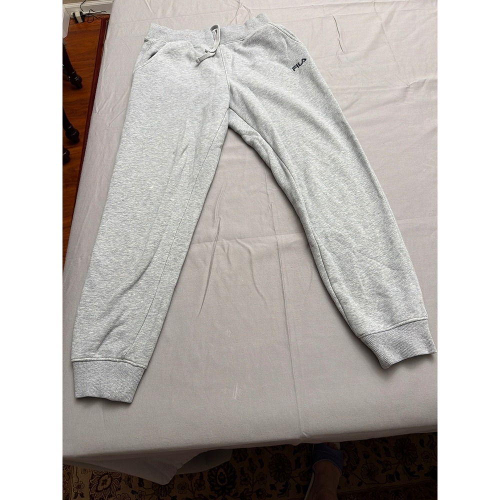 Fila Mens Heather Gray Fleece Lined Jogger Sweatpants Small Drawstring Athletic